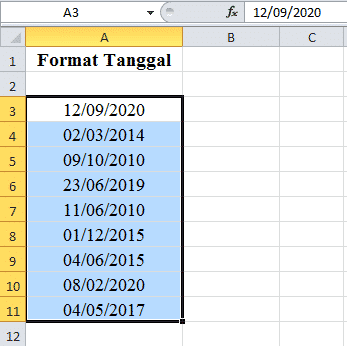 cara merubah format tanggal di excel